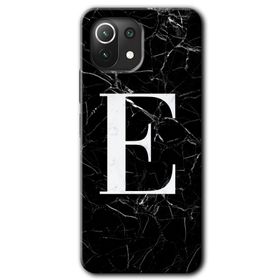 Gramaphone Mi 11 Lite Hd Desen Baskılı Arka Kapak Siyah Mermer Desenli E Harfi Kılıf