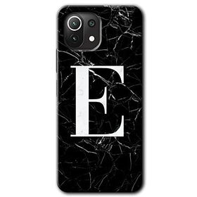 Gramaphone Mi 11 Lite Hd Desen Baskılı Arka Kapak Siyah Mermer Desenli E Harfi Kılıf