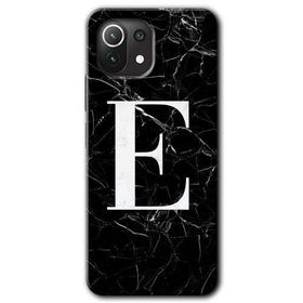 Gramaphone Mi 11 Lite Hd Desen Baskılı Arka Kapak Siyah Mermer Desenli E Harfi Kılıf