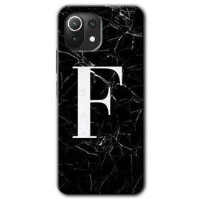 Gramaphone Mi 11 Lite Hd Desen Baskılı Arka Kapak Siyah Mermer Desenli F Harfi Kılıf