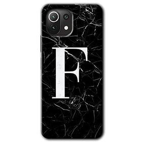 Gramaphone Mi 11 Lite Hd Desen Baskılı Arka Kapak Siyah Mermer Desenli F Harfi Kılıf