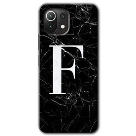 Gramaphone Mi 11 Lite Hd Desen Baskılı Arka Kapak Siyah Mermer Desenli F Harfi Kılıf