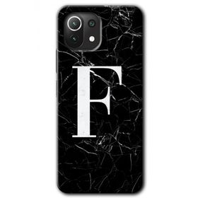 Gramaphone Mi 11 Lite Hd Desen Baskılı Arka Kapak Siyah Mermer Desenli F Harfi Kılıf
