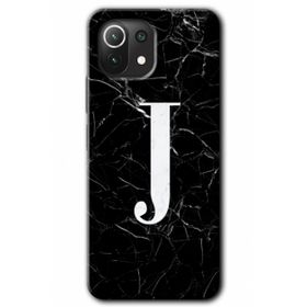 Gramaphone Mi 11 Lite Hd Desen Baskılı Arka Kapak Siyah Mermer Desenli J Harfi Kılıf