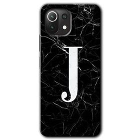 Gramaphone Mi 11 Lite Hd Desen Baskılı Arka Kapak Siyah Mermer Desenli J Harfi Kılıf