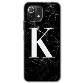 Gramaphone Mi 11 Lite Hd Desen Baskılı Arka Kapak Siyah Mermer Desenli K Harfi Kılıf