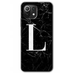Gramaphone Mi 11 Lite Hd Desen Baskılı Arka Kapak Siyah Mermer Desenli L Harfi Kılıf