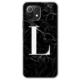 Gramaphone Mi 11 Lite Hd Desen Baskılı Arka Kapak Siyah Mermer Desenli L Harfi Kılıf