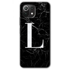 Gramaphone Mi 11 Lite Hd Desen Baskılı Arka Kapak Siyah Mermer Desenli L Harfi Kılıf