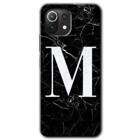 Gramaphone Mi 11 Lite Hd Desen Baskılı Arka Kapak Siyah Mermer Desenli M Harfi Kılıf