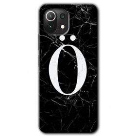 Gramaphone Mi 11 Lite Hd Desen Baskılı Arka Kapak Siyah Mermer Desenli O Harfi Kılıf