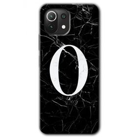 Gramaphone Mi 11 Lite Hd Desen Baskılı Arka Kapak Siyah Mermer Desenli O Harfi Kılıf