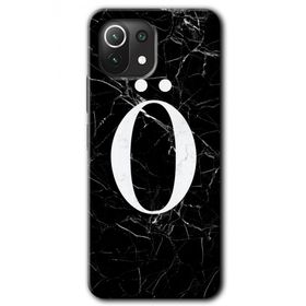 Gramaphone Mi 11 Lite Hd Desen Baskılı Arka Kapak Siyah Mermer Desenli O Harfi Kılıf