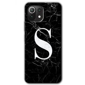 Gramaphone Mi 11 Lite Hd Desen Baskılı Arka Kapak Siyah Mermer Desenli S Harfi Kılıf
