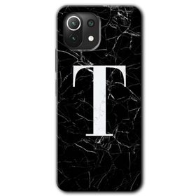 Gramaphone Mi 11 Lite Hd Desen Baskılı Arka Kapak Siyah Mermer Desenli T Harfi Kılıf