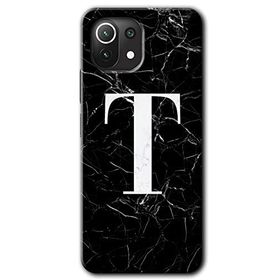Gramaphone Mi 11 Lite Hd Desen Baskılı Arka Kapak Siyah Mermer Desenli T Harfi Kılıf
