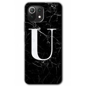 Gramaphone Mi 11 Lite Hd Desen Baskılı Arka Kapak Siyah Mermer Desenli U Harfi Kılıf