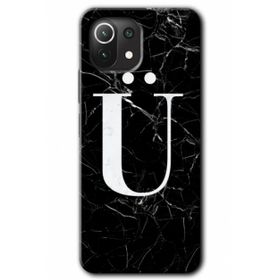 Gramaphone Mi 11 Lite Hd Desen Baskılı Arka Kapak Siyah Mermer Desenli U Harfi Kılıf