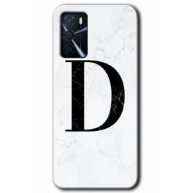 Gramaphone Oppo A16 Kılıf HD Desen Baskılı Arka Kapak - Beyaz Mermer Desenli D Harfi Kılıf