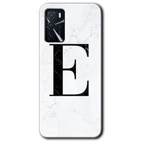 Gramaphone Oppo A16 Kılıf HD Desen Baskılı Arka Kapak - Beyaz Mermer Desenli E Harfi Kılıf
