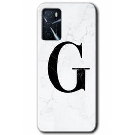 Gramaphone Oppo A16 Kılıf HD Desen Baskılı Arka Kapak - Beyaz Mermer Desenli G Harfi Kılıf