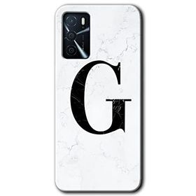 Gramaphone Oppo A16 Kılıf HD Desen Baskılı Arka Kapak - Beyaz Mermer Desenli G Harfi Kılıf