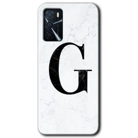 Gramaphone Oppo A16 Kılıf HD Desen Baskılı Arka Kapak - Beyaz Mermer Desenli G Harfi Kılıf