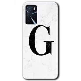Gramaphone Oppo A16 Kılıf HD Desen Baskılı Arka Kapak - Beyaz Mermer Desenli G Harfi Kılıf