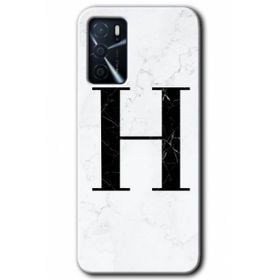 Gramaphone Oppo A16 Kılıf HD Desen Baskılı Arka Kapak - Beyaz Mermer Desenli H Harfi Kılıf