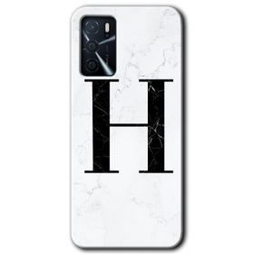 Gramaphone Oppo A16 Kılıf HD Desen Baskılı Arka Kapak - Beyaz Mermer Desenli H Harfi Kılıf