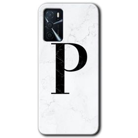 Gramaphone Oppo A16 Kılıf HD Desen Baskılı Arka Kapak - Beyaz Mermer Desenli M Harfi Kılıf