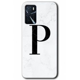 Gramaphone Oppo A16 Kılıf HD Desen Baskılı Arka Kapak - Beyaz Mermer Desenli P Harfi Kılıf