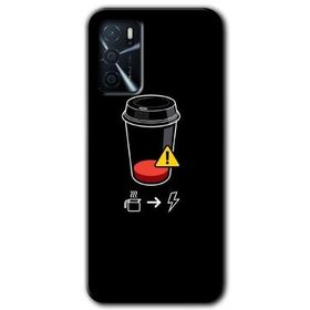 Gramaphone Oppo A16 Kılıf HD Desen Baskılı Arka Kapak - Coffee Battery Kılıf