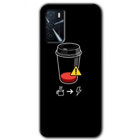Gramaphone Oppo A16 Kılıf HD Desen Baskılı Arka Kapak - Coffee Battery Kılıf