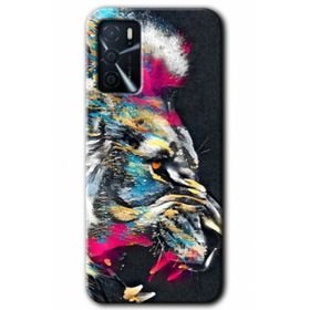 Gramaphone Oppo A16 Kılıf HD Desen Baskılı Arka Kapak - Colorfull Aslan Kılıf