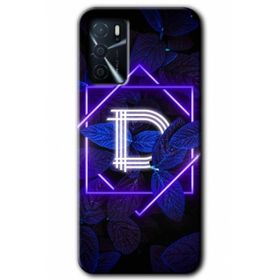Gramaphone Oppo A16 Kılıf HD Desen Baskılı Arka Kapak - Dark Neon Yaprak D Harfi Kılıf