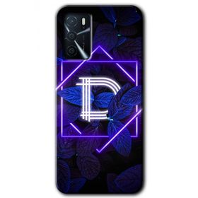 Gramaphone Oppo A16 Kılıf HD Desen Baskılı Arka Kapak - Dark Neon Yaprak D Harfi Kılıf