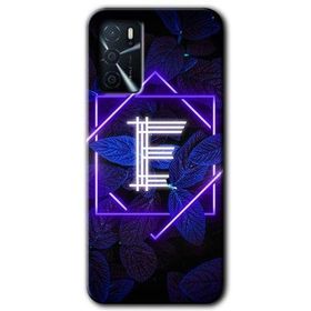 Gramaphone Oppo A16 Kılıf HD Desen Baskılı Arka Kapak - Dark Neon Yaprak E Harfi Kılıf