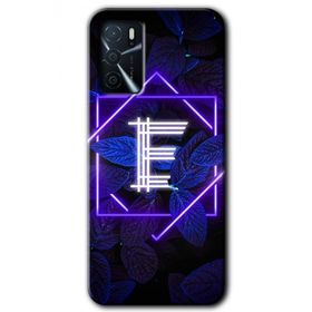 Gramaphone Oppo A16 Kılıf HD Desen Baskılı Arka Kapak - Dark Neon Yaprak E Harfi Kılıf