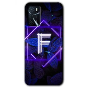 Gramaphone Oppo A16 Kılıf HD Desen Baskılı Arka Kapak - Dark Neon Yaprak F Harfi Kılıf