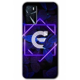 Gramaphone Oppo A16 Kılıf HD Desen Baskılı Arka Kapak - Dark Neon Yaprak G Harfi Kılıf