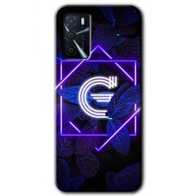 Gramaphone Oppo A16 Kılıf HD Desen Baskılı Arka Kapak - Dark Neon Yaprak G Harfi Kılıf