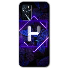 Gramaphone Oppo A16 Kılıf HD Desen Baskılı Arka Kapak - Dark Neon Yaprak H Harfi Kılıf