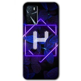 Gramaphone Oppo A16 Kılıf HD Desen Baskılı Arka Kapak - Dark Neon Yaprak H Harfi Kılıf