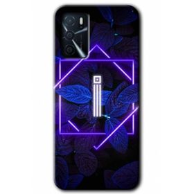 Gramaphone Oppo A16 Kılıf HD Desen Baskılı Arka Kapak - Dark Neon Yaprak İ Harfi Kılıf