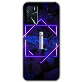 Gramaphone Oppo A16 Kılıf HD Desen Baskılı Arka Kapak - Dark Neon Yaprak İ Harfi Kılıf