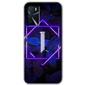 Gramaphone Oppo A16 Kılıf HD Desen Baskılı Arka Kapak - Dark Neon Yaprak İ Harfi Kılıf