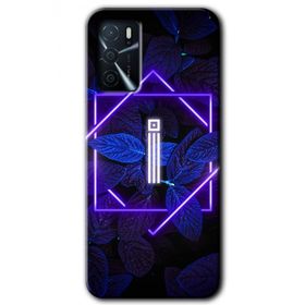 Gramaphone Oppo A16 Kılıf HD Desen Baskılı Arka Kapak - Dark Neon Yaprak İ Harfi Kılıf