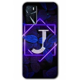 Gramaphone Oppo A16 Kılıf HD Desen Baskılı Arka Kapak - Dark Neon Yaprak J Harfi Kılıf