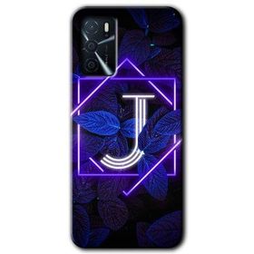 Gramaphone Oppo A16 Kılıf HD Desen Baskılı Arka Kapak - Dark Neon Yaprak J Harfi Kılıf